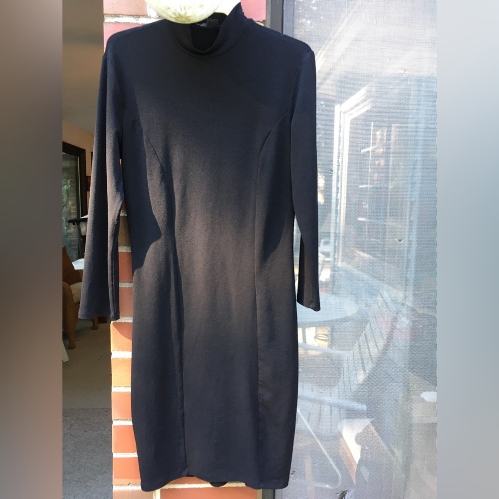 Forever 21 black dress,long sleeved. Size S. Rayon/poly/spandex stretch.